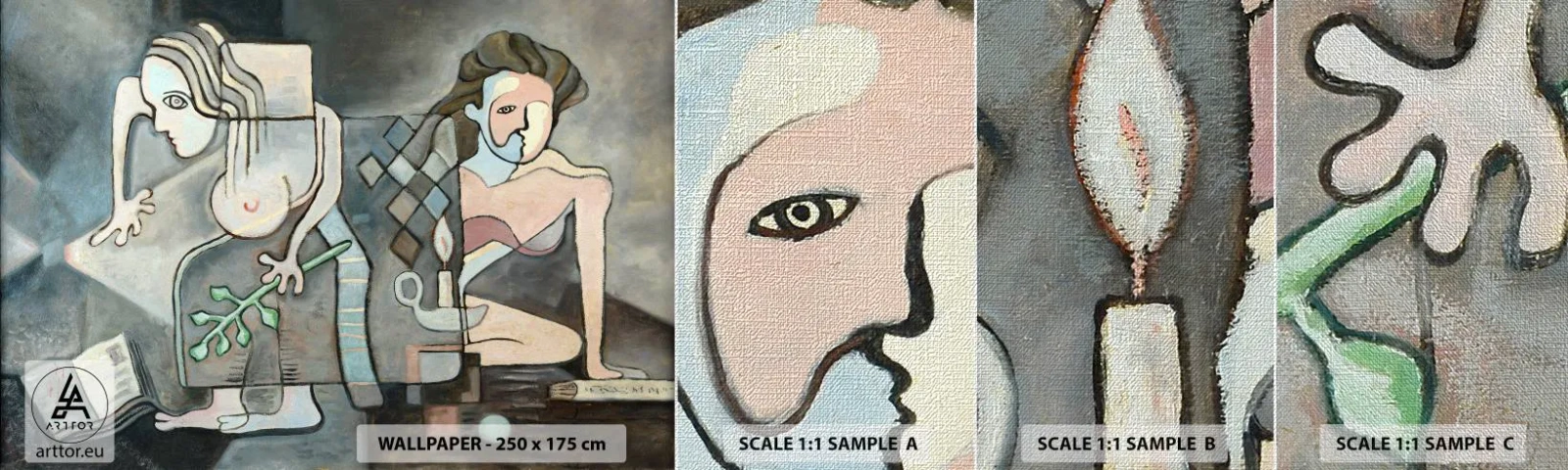 Fototapeten Muster Premium Canvas - Mosaik aus Geist und Materie - Abstraktion, Kubismus, Menschen - 100x30 cm