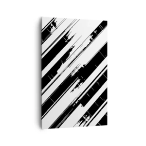 Bild auf Leinwand - Leinwandbild - Schwarz-weiße Linien und geometrische Muster im modernen Stil - 80x120cm - Eine intensive und dynamische Komposition - Moderne Wanddekoration für Wohnzimmer und Schlafzimmer ARTTOR