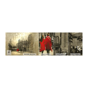 Fototapeten Muster Premium Canvas - Ein Date im Londoner Nebel - Stadt, London, Die Architektur - 100x30 cm