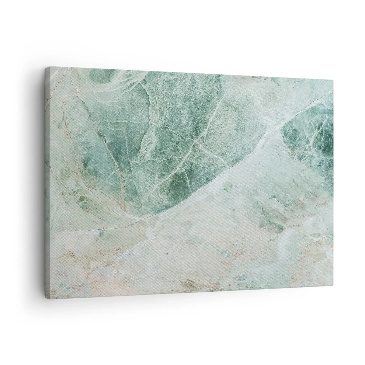 Bild auf Leinwand - Leinwandbild - Grüner Marmor mit zarten weißen Adern - 70x50cm - Edle Kälte des Steins - Moderne Wanddekoration für Wohnzimmer und Schlafzimmer ARTTOR