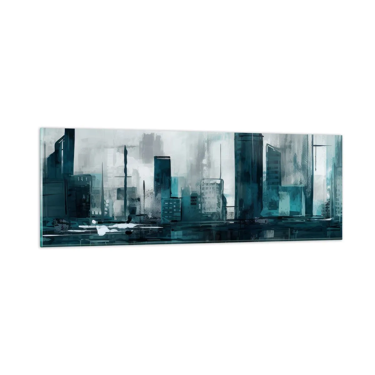 Glasbild - Bild auf glas - Eine Stadt in der Farbe des Regens - 90x30 cm
