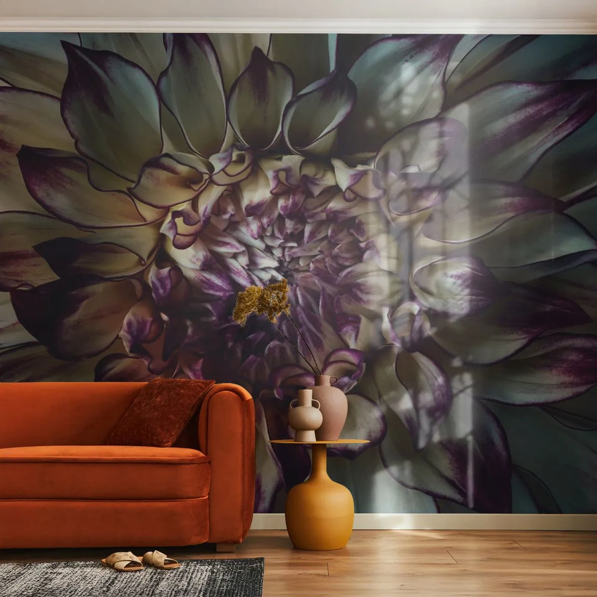Fototapete Standard Eco - Die Blütezeit der Jugend - Blumen, Dahlie, Blühende Blumen - 300x210 cm