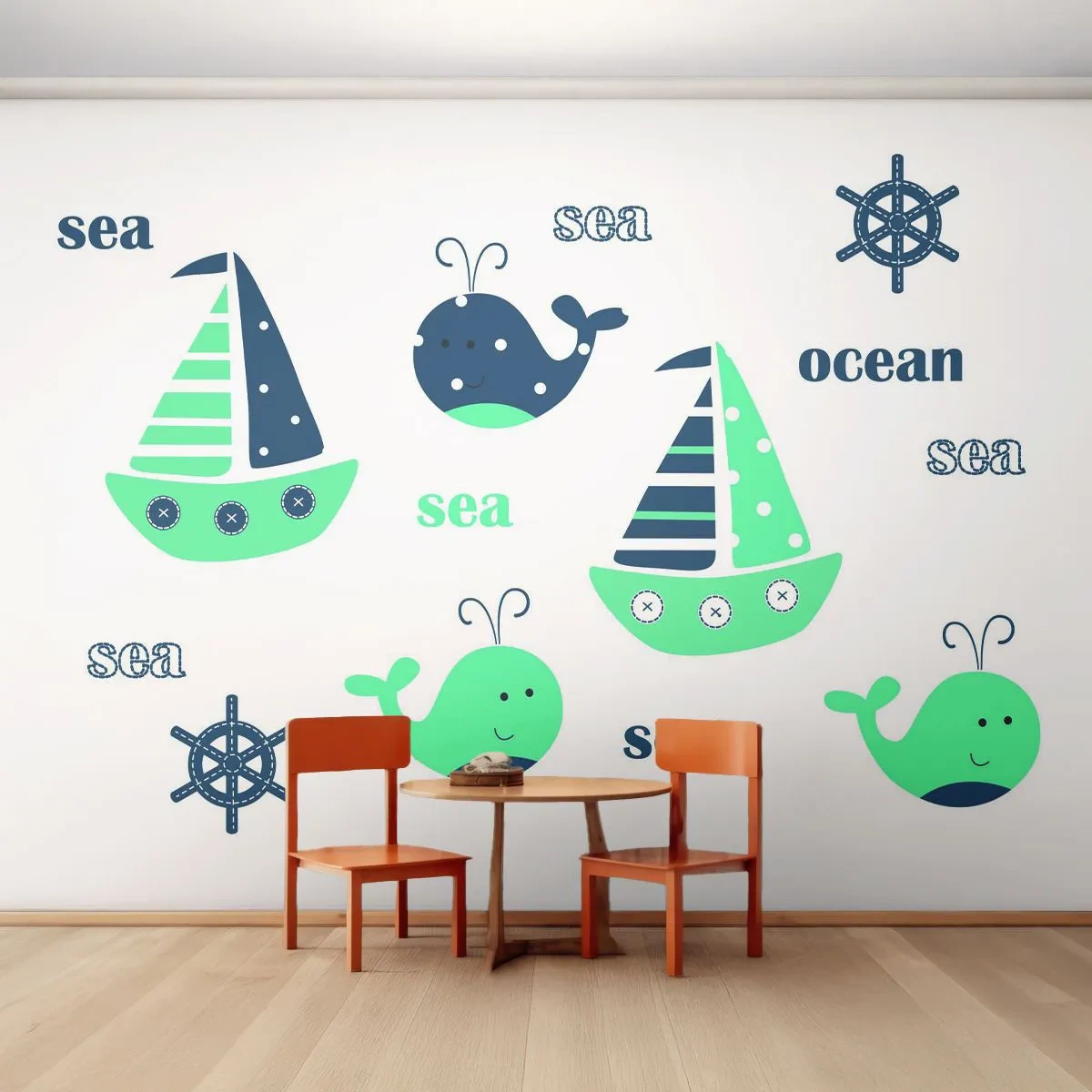 Fototapete Standard Eco - Über die Meere und Ozeane - Für Kinder, Nautisch, Segelboot - 400x280 cm