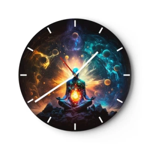 Wanduhr - Glasuhr - Kosmischer Frieden - 40x40 cm