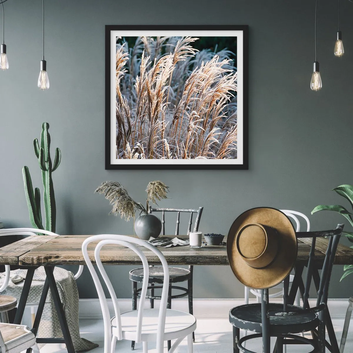 Poster in einem schwarzem Rahmen - Gekleidet mit Frost - 60x60 cm