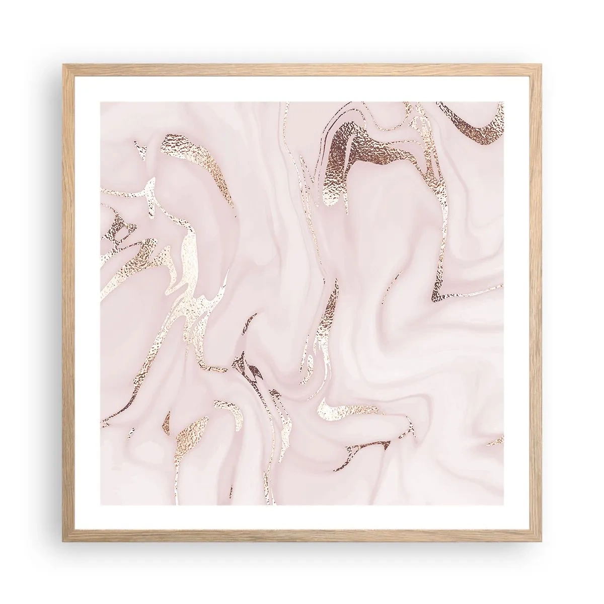 Poster in einem Rahmen aus heller Eiche - In einem rosa Schal - 60x60 cm