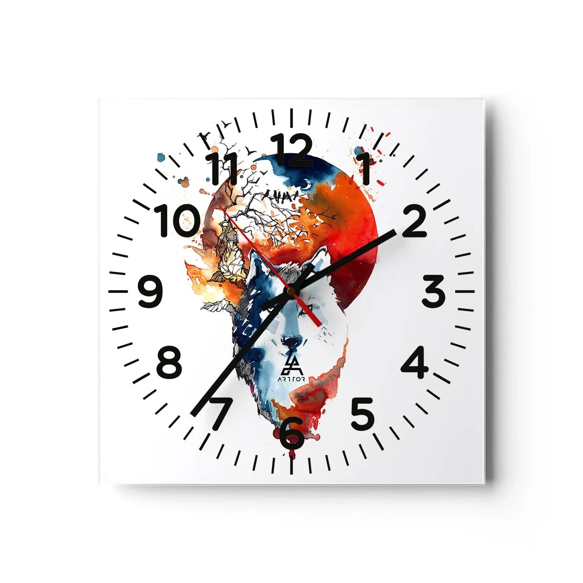 Wanduhr - Glasuhr - Nase an Nase mit der Nacht - 30x30 cm