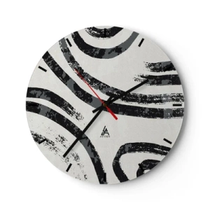 Wanduhr - Glasuhr - Schwarze und graue Bögen auf hellem Hintergrund im minimalistischen Stil - 30x30cm - Bei Hälfte angehalten - Moderne Wanddekoration für Wohnzimmer, Küche und Schlafzimmer ARTTOR