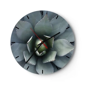 Wanduhr - Glasuhr - Eine Nahaufnahme der geometrischen Anordnung von Agavenblättern. - 30x30cm - Es lockt an und warnt - Moderne Wanddekoration für Wohnzimmer, Küche und Schlafzimmer ARTTOR