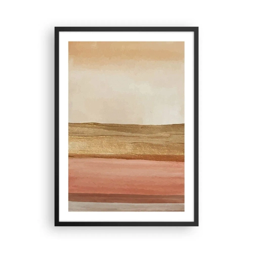 Poster in einem schwarzem Rahmen - Eine abstrakte Komposition in warmen Beige- und Rosatönen. - 50x70cm - Vertikale Komposition - Moderne Wanddekoration für Wohnzimmer und Schlafzimmer ARTTOR