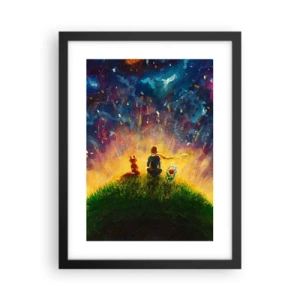 Poster in einem schwarzem Rahmen - Liebe und Freundschaft - die ganze Welt - 30x40 cm