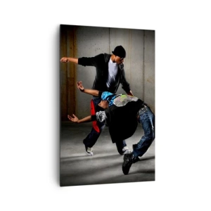 Bild auf Leinwand - Leinwandbild - Eine Gruppe von Hip-Hop-Tänzern in einer dynamischen Choreographie - 80x120cm - Tanzen mit dem Straßenwind - Moderne Wanddekoration für Wohnzimmer und Schlafzimmer ARTTOR