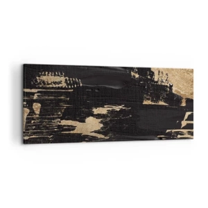 Bild auf Leinwand - Leinwandbild - Abstrakte Komposition in Schwarz- und Goldtönen - 120x50cm - Spur einer Berührung - Moderne Wanddekoration für Wohnzimmer und Schlafzimmer ARTTOR