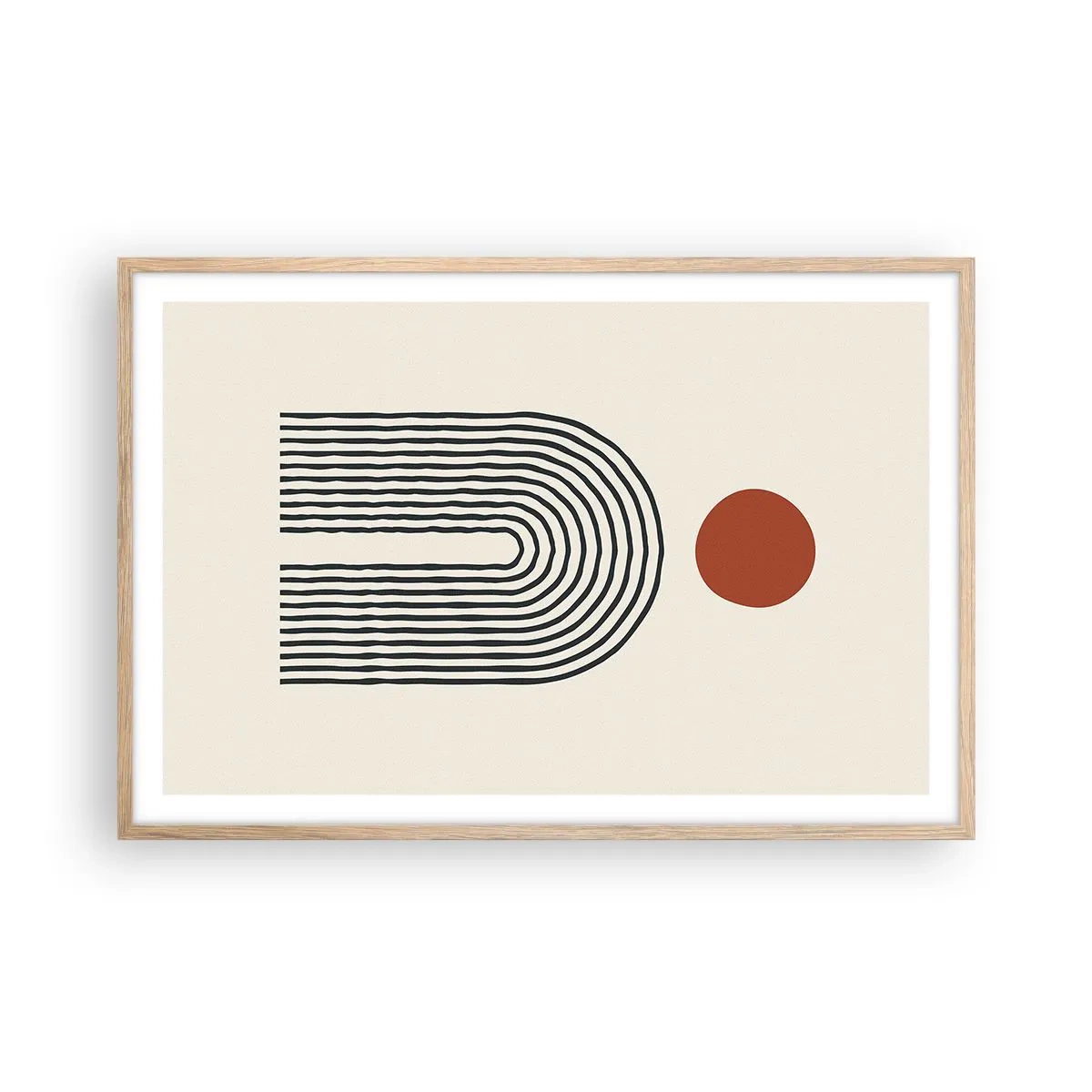 Poster in einem Rahmen aus heller Eiche - Magnetismus von Formen und Farben - 91x61 cm