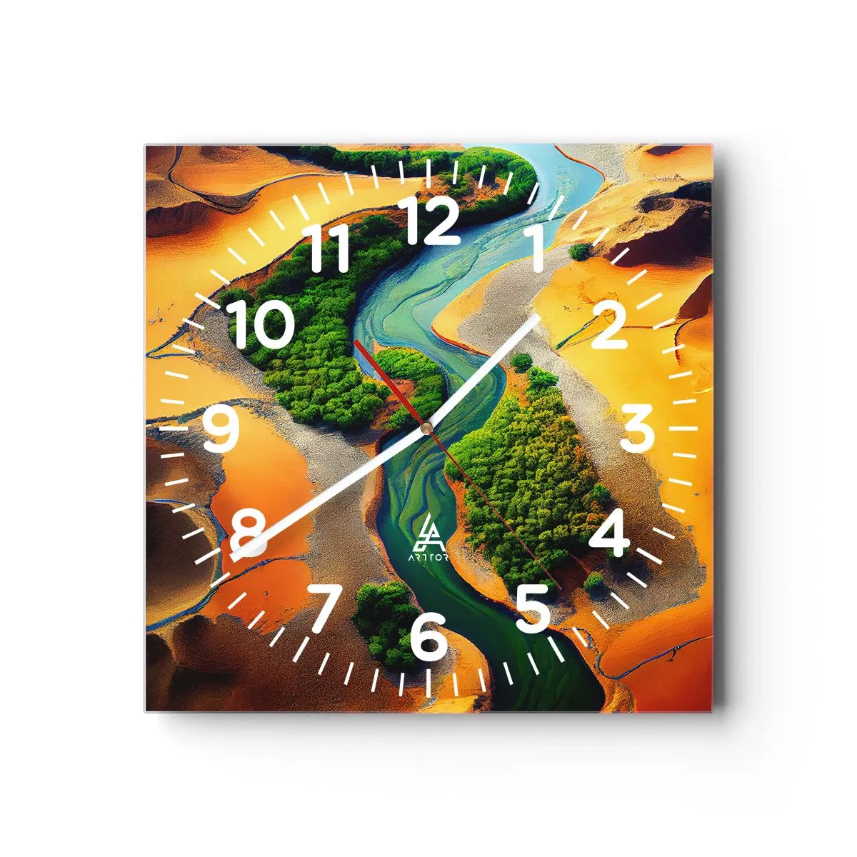 Wanduhr - Glasuhr - Lebensspendender Fluss - 40x40 cm