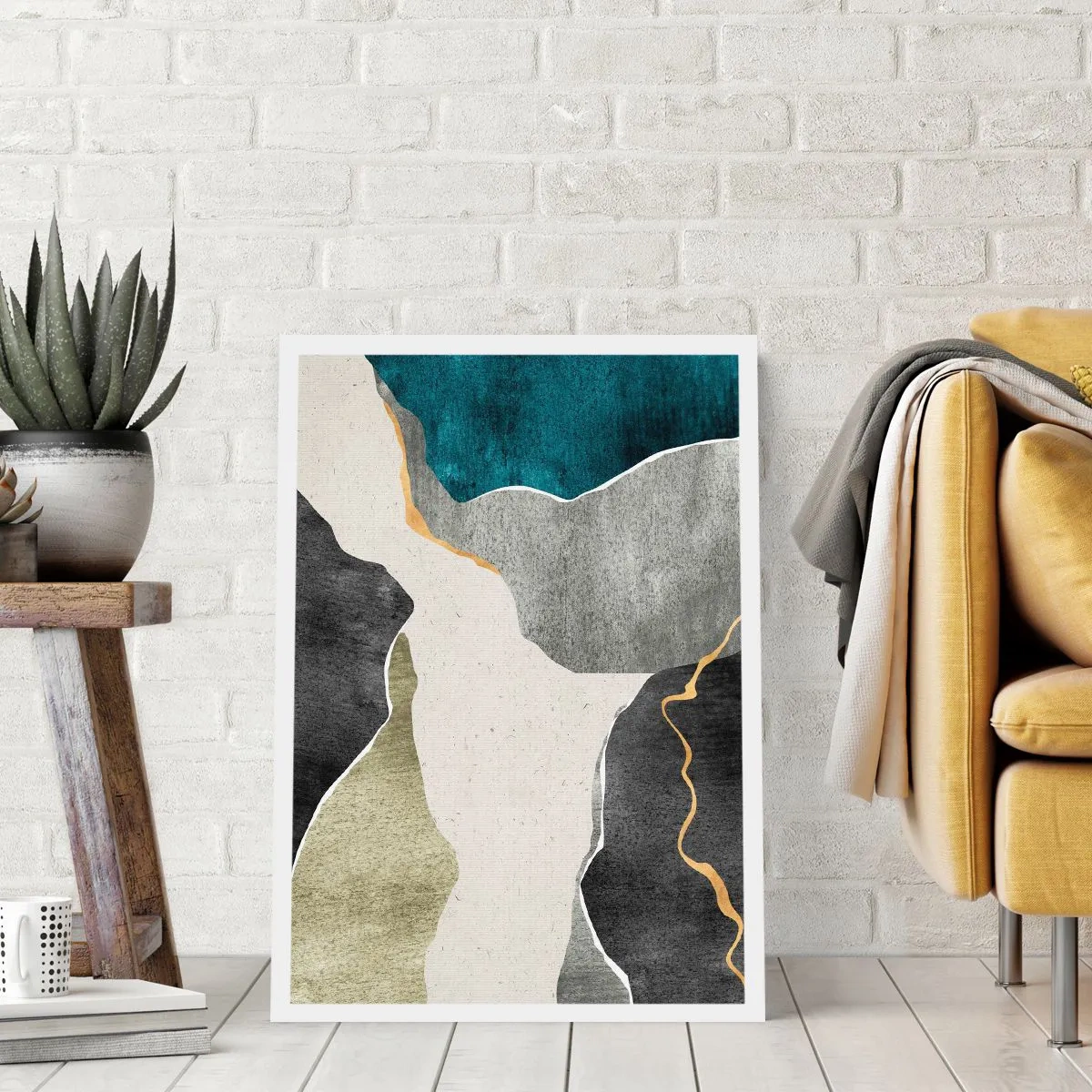 Poster - Mosaikkomposition mit Goldfaden - 70x100 cm