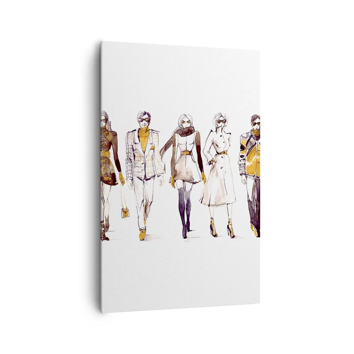 Bild auf Leinwand - Leinwandbild - Skizze einer Gruppe von Menschen in modischen Outfits - 80x120cm - Lässiger Chic, lässige Eleganz - Moderne Wanddekoration für Wohnzimmer und Schlafzimmer ARTTOR