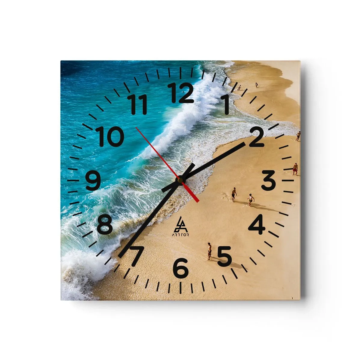 Wanduhr - Glasuhr - Und dann die Sonne, der Strand… - 30x30 cm