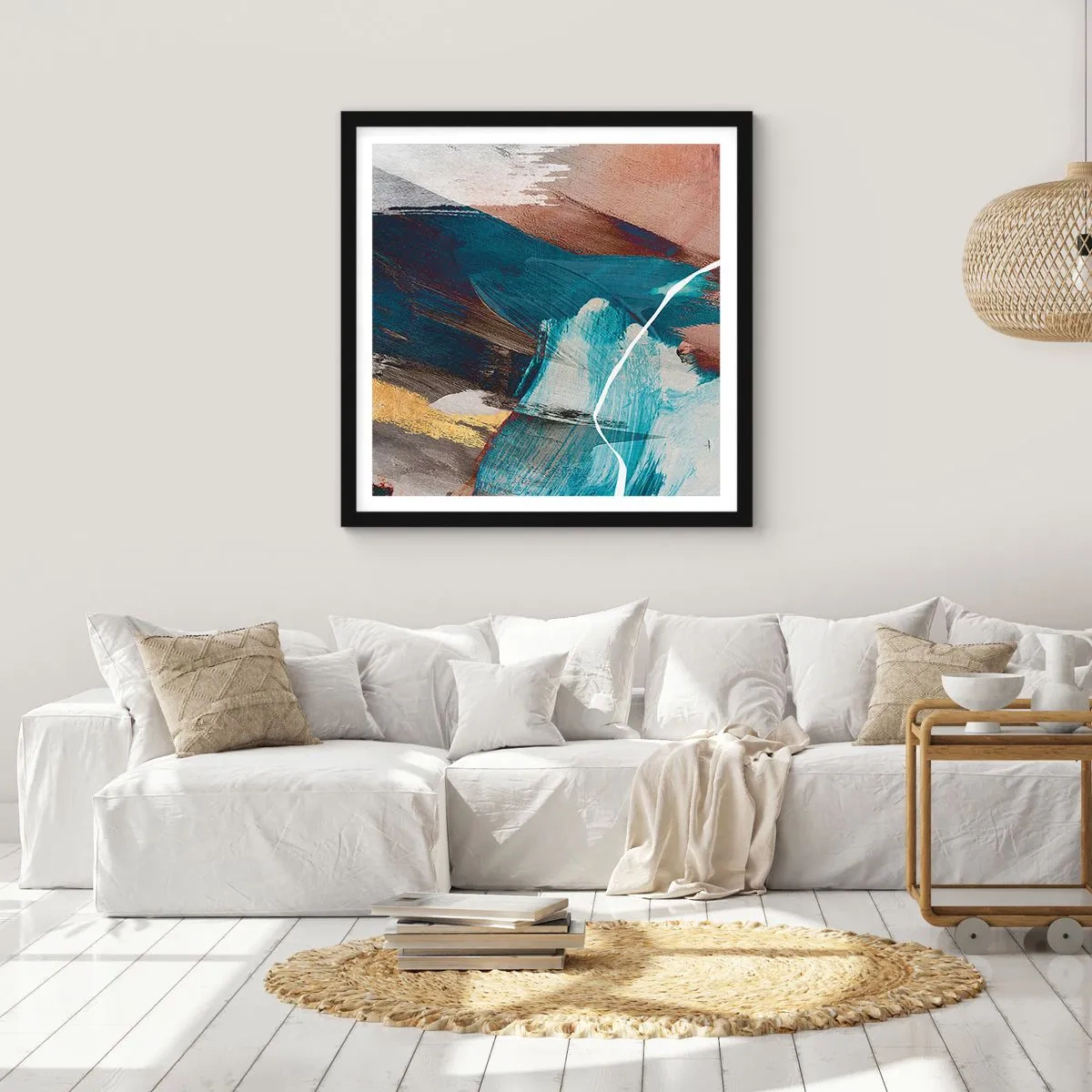 Poster in einem schwarzem Rahmen - Großzügig und mit Energie - 40x40 cm