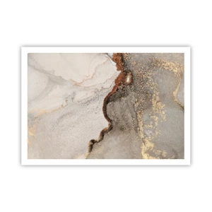 Poster - Abstraktes Motiv mit Gold- und Grautönen - 100x70cm - An der Grenze der Farben - Moderne Wanddekoration für Wohnzimmer und Schlafzimmer ARTTOR