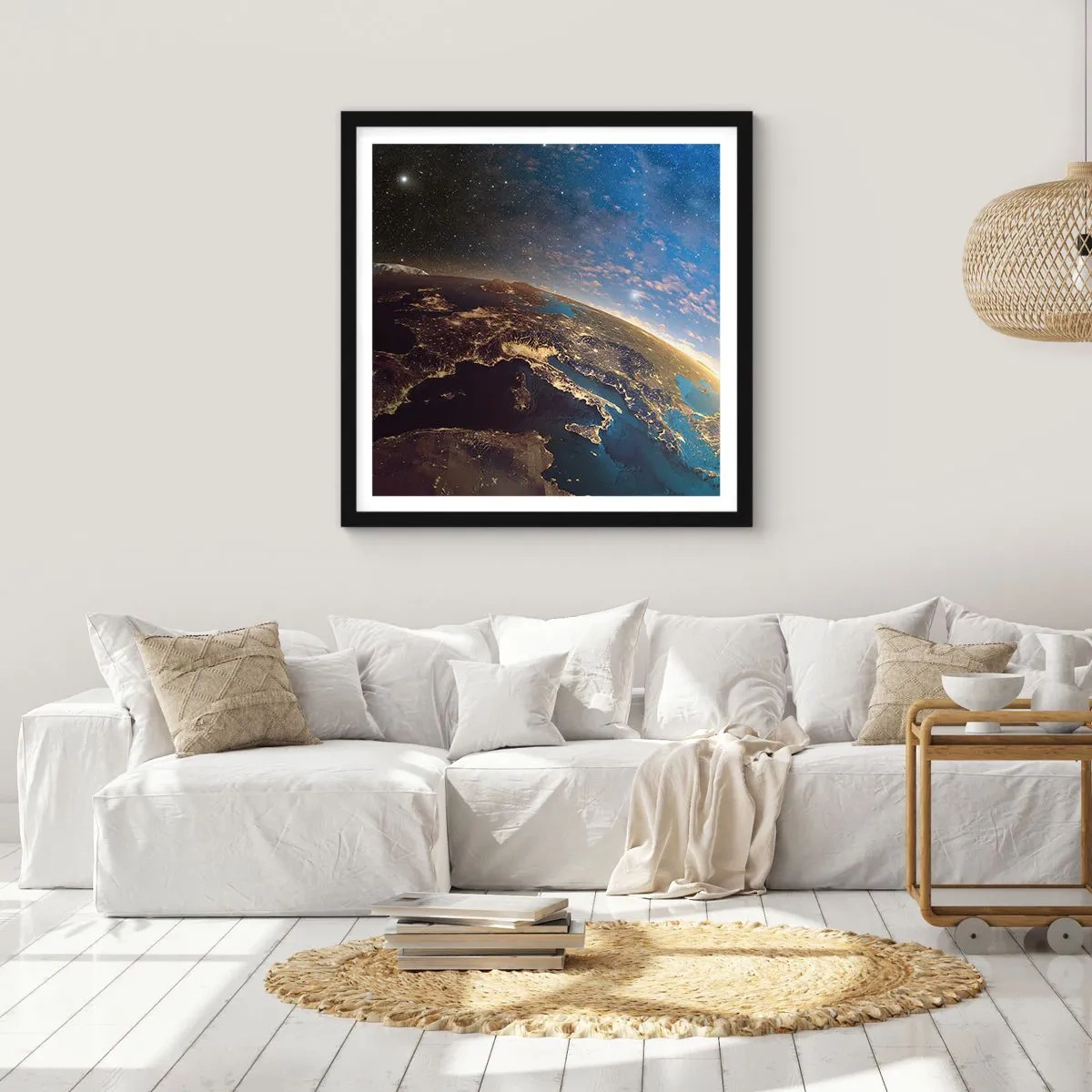 Poster in einem schwarzem Rahmen - Schauen wir uns aus der Ferne an - 40x40 cm