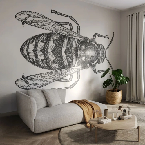 Selbstklebende Fototapete Deluxe Sticker - Von einem Insektenplaneten - Wespe, Insekt, Minimalistisch - 150x105 cm