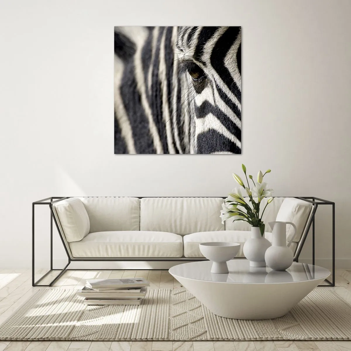 Glasbild - Bild auf glas - Gestreiftes Porträt - 70x70 cm