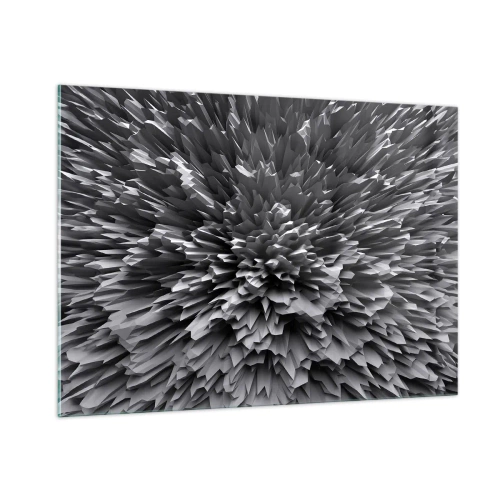 Glasbild - Bild auf glas - Abstrakte schwarz-weiße 3D-Struktur mit scharfen Kanten - 100x70cm - Härter kann es nicht werden - Moderne Wanddekoration für Wohnzimmer und Schlafzimmer ARTTOR