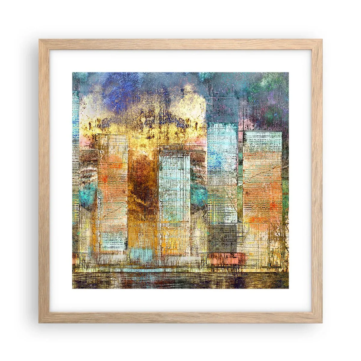 Poster in einem Rahmen aus heller Eiche - Sonnige Metropole - 40x40 cm