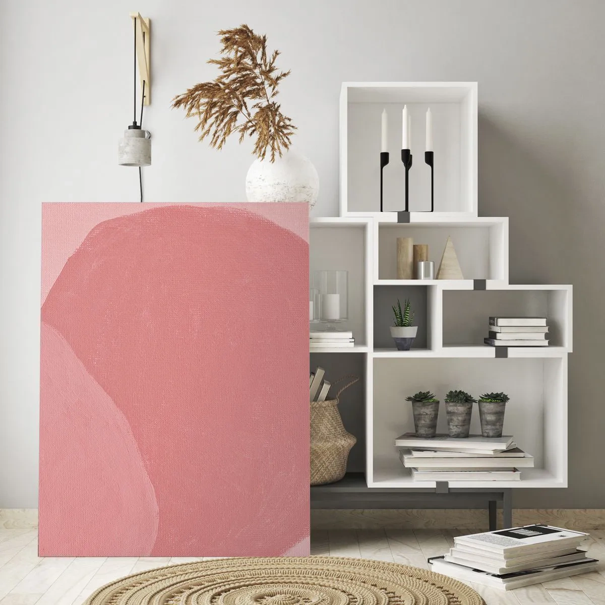 Glasbild - Bild auf glas - Eine abstrakte Form in Rosa- und Pastelltönen. - 50x70cm - Organische Komposition in Rosa - Moderne Wanddekoration für Wohnzimmer und Schlafzimmer ARTTOR