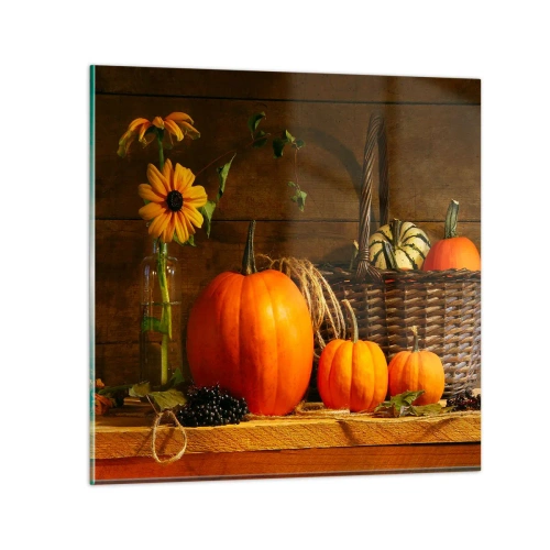 Glasbild - Bild auf glas - Eine rustikale Komposition - Geschenke des Herbstes - 70x70 cm