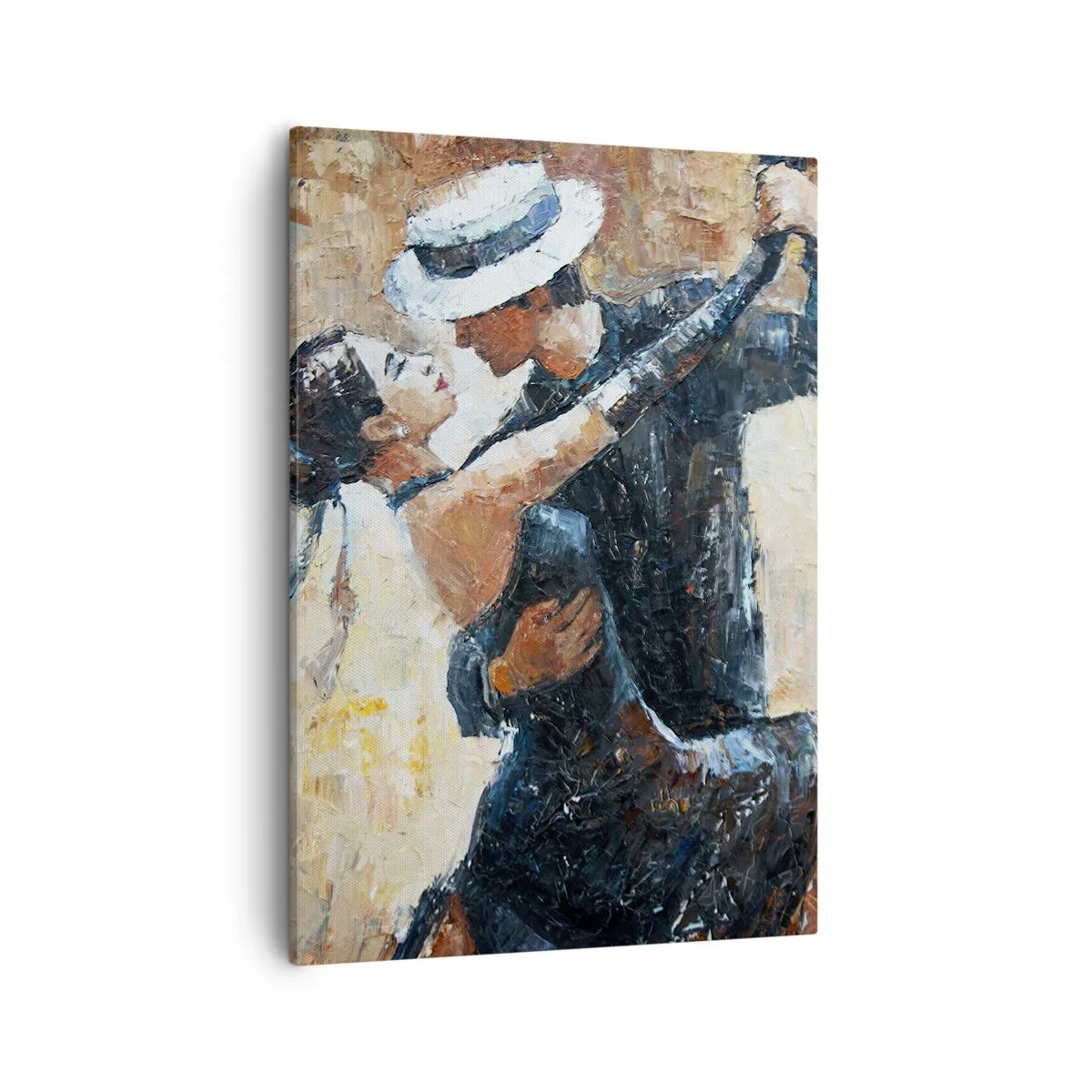 Bild auf Leinwand - Leinwandbild - Ein Paar tanzt Tango in einem romantischen, eleganten Stil - 50x70cm - A la Rudolf Valentino - Moderne Wanddekoration für Wohnzimmer und Schlafzimmer ARTTOR