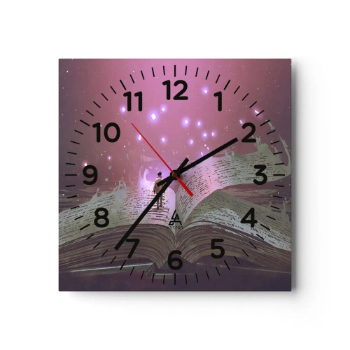 Wanduhr - Glasuhr - Einladung in eine andere Welt - lesen Sie! - 40x40 cm