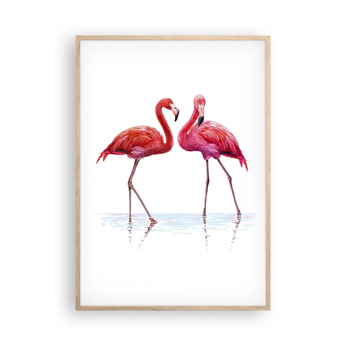 Poster in einem Rahmen aus heller Eiche - Rosa randez-vous - 70x100 cm