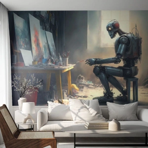 Fototapete Premium Sand - Schöpfungsakt - Stück, Malerei, Roboter - 100x70 cm