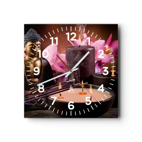 Wanduhr - Glasuhr - Den Geist frei machen, den Körper beruhigen - 40x40 cm