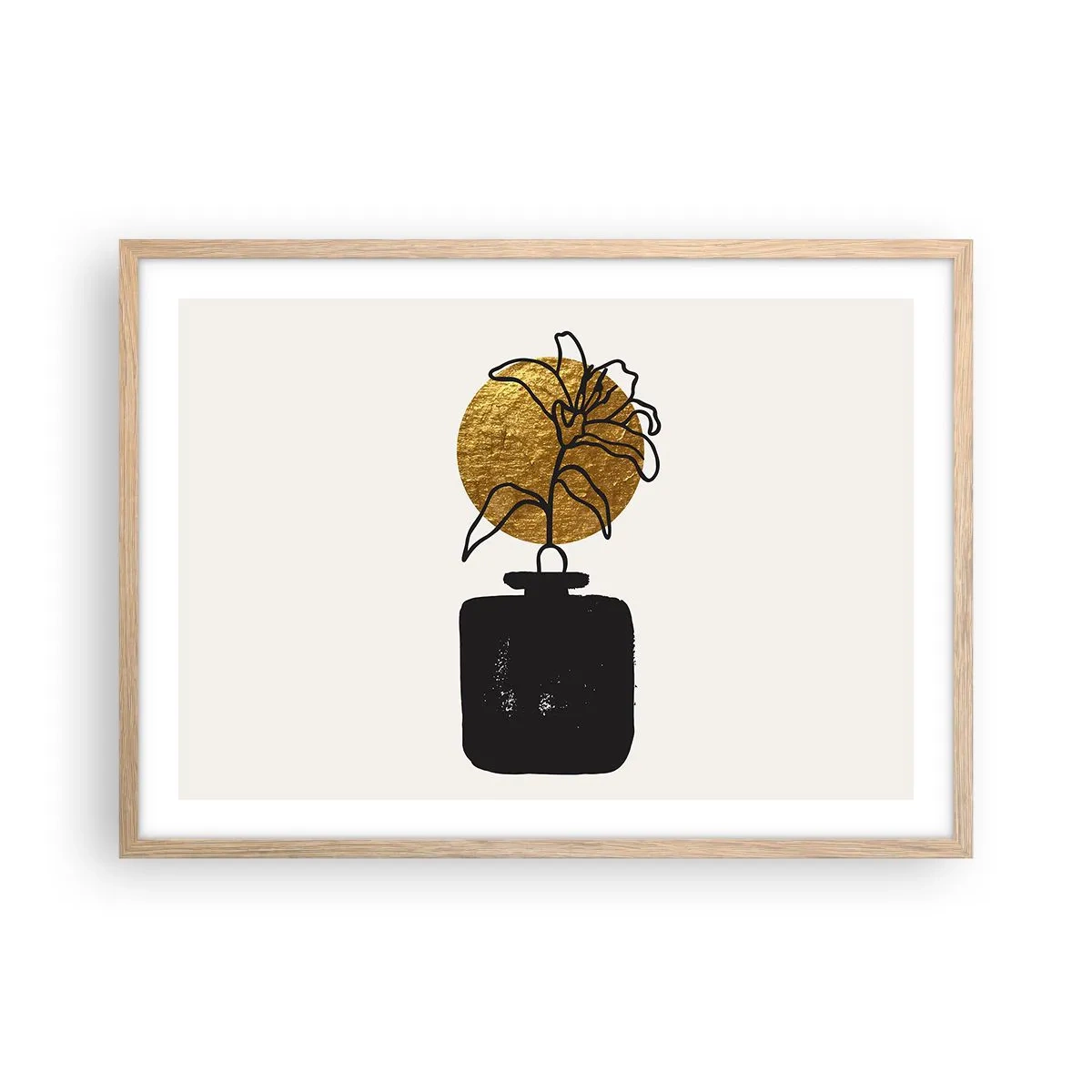 Poster in einem Rahmen aus heller Eiche - Schönheit ist Gold wert - 70x50 cm