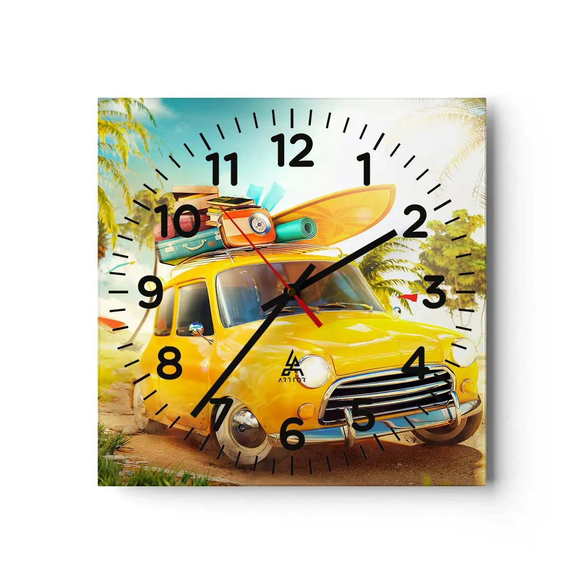 Wanduhr - Glasuhr - Eine Reise für mehr als ein Lächeln - 40x40 cm