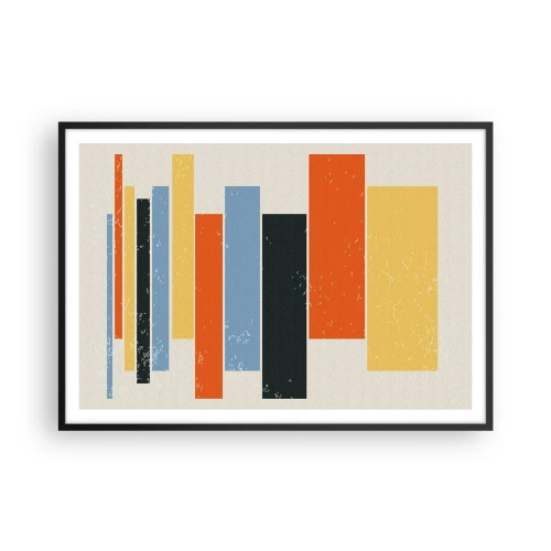Poster in einem schwarzem Rahmen - Bunte Rechtecke in moderner Anordnung - 100x70cm - Musiknotation - Moderne Wanddekoration für Wohnzimmer und Schlafzimmer ARTTOR