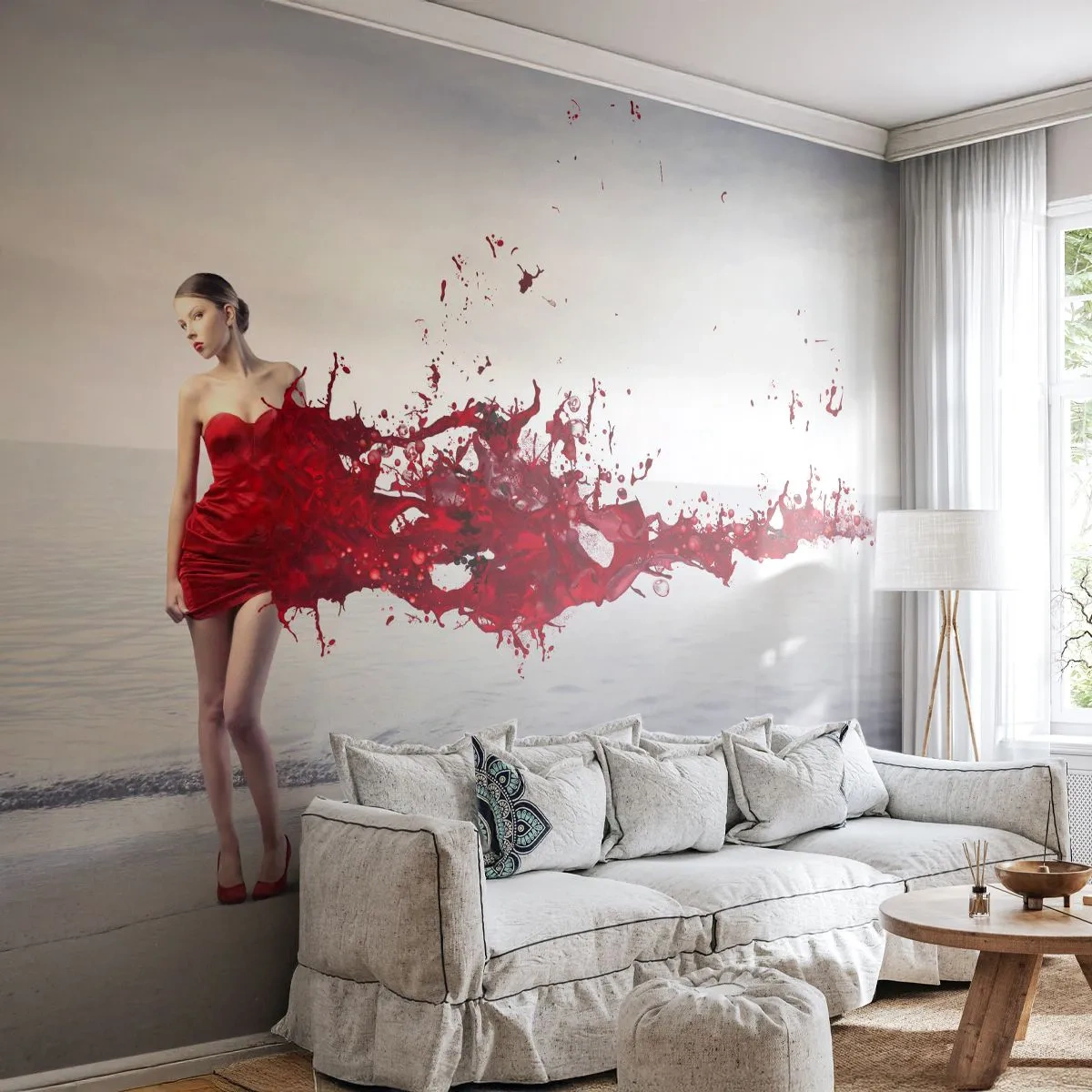 Fototapete Premium Canvas - Leidenschaftlich wie Scharlach - Frau, Modell, Grafik - 250x175 cm