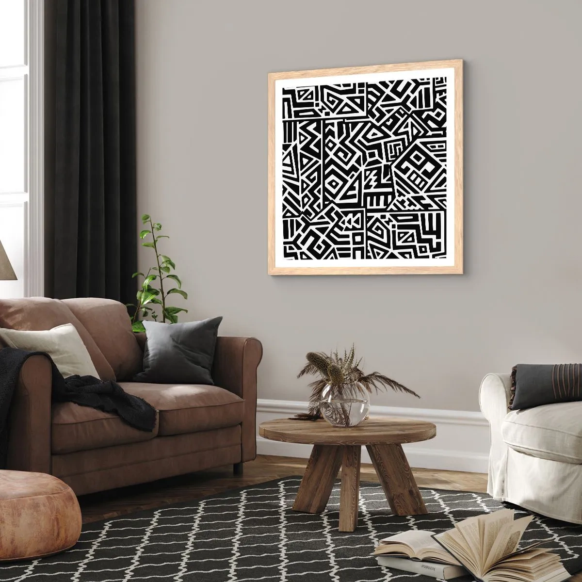 Poster in einem Rahmen aus heller Eiche - Präkolumbianische Komposition - 50x50 cm