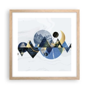 Poster in einem Rahmen aus heller Eiche - Geometrische Landschaft - 40x40 cm