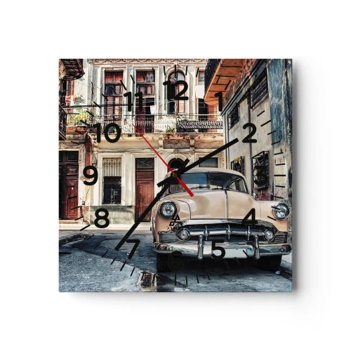 Wanduhr - Glasuhr - Die Siesta in Havanna - 30x30 cm