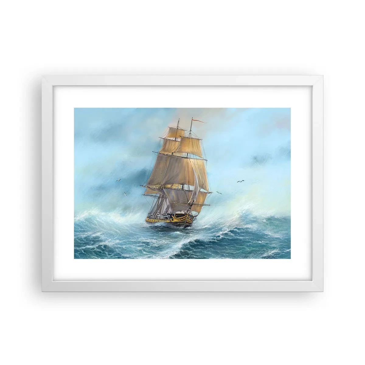 Poster in einem weißen Rahmen - Über die Wellen gleiten - 40x30 cm