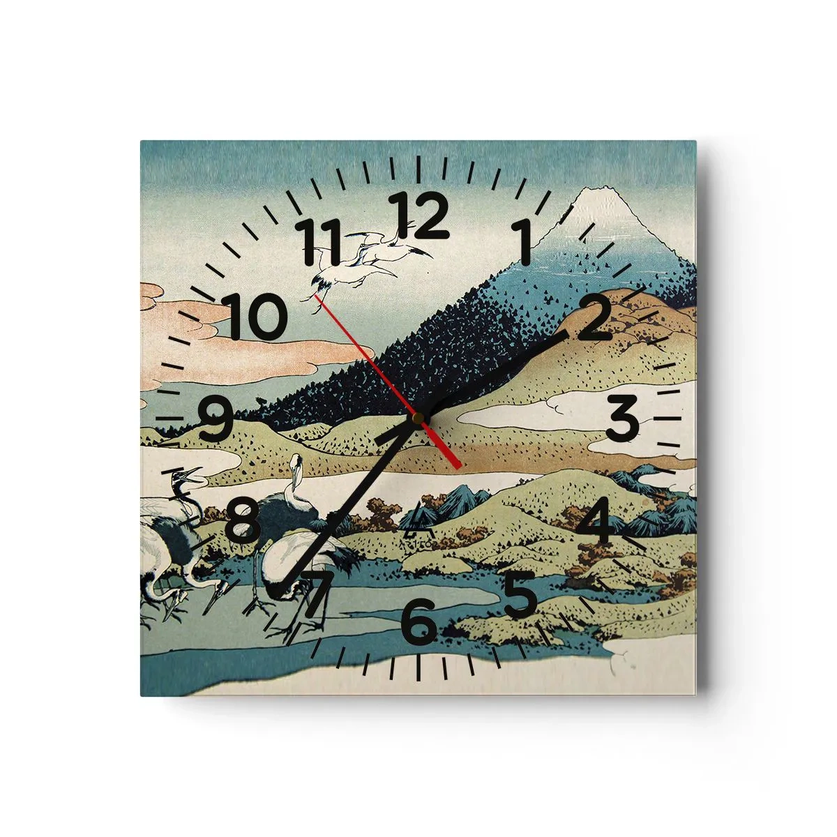 Wanduhr - Glasuhr - Im japanischen Geist - 30x30 cm