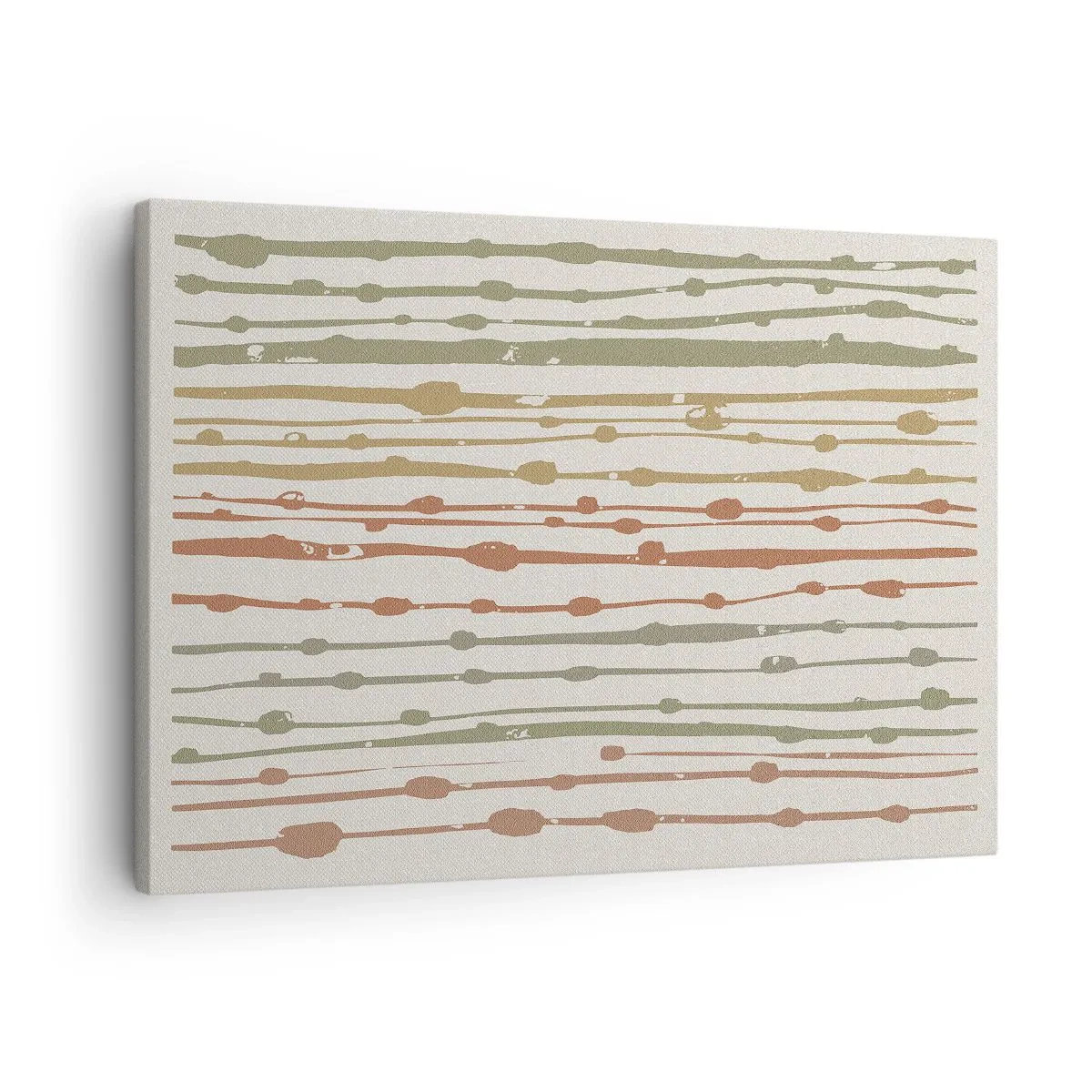 Bild auf Leinwand - Leinwandbild - Ein Linienmuster in warmen Farbtönen auf hellem Hintergrund - 70x50cm - Musikalische Notation von Farben - Moderne Wanddekoration für Wohnzimmer und Schlafzimmer ARTTOR