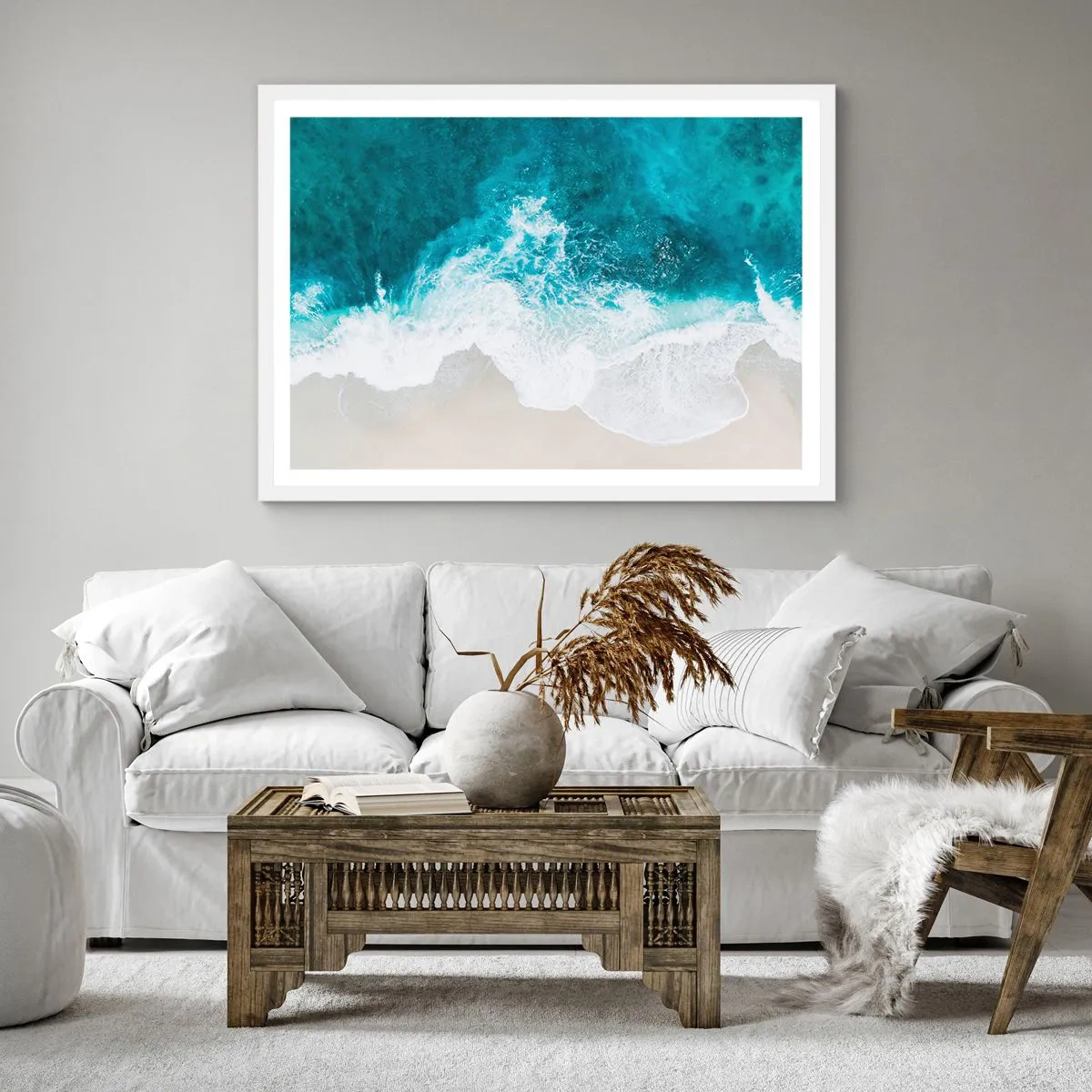Poster in einem weißen Rahmen - Natürliche Liebkosung - 60x60 cm