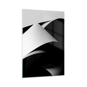 Glasbild - Bild auf glas - Abstrakte Formen in Schwarz und Weiß mit auffälligen Kontrasten - 70x100cm - Lichtflächen aus der Schattentiefe - Moderne Wanddekoration für Wohnzimmer und Schlafzimmer ARTTOR