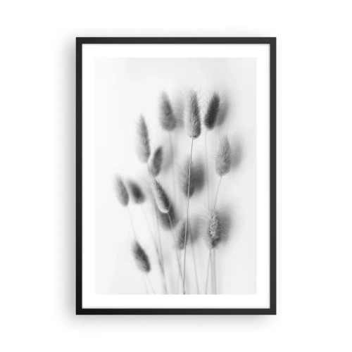 Poster in einem schwarzem Rahmen - Schwarz-weiße flauschige Grashalme - 50x70cm - Eure flauschige Grashoheit - Moderne Wanddekoration für Wohnzimmer und Schlafzimmer ARTTOR