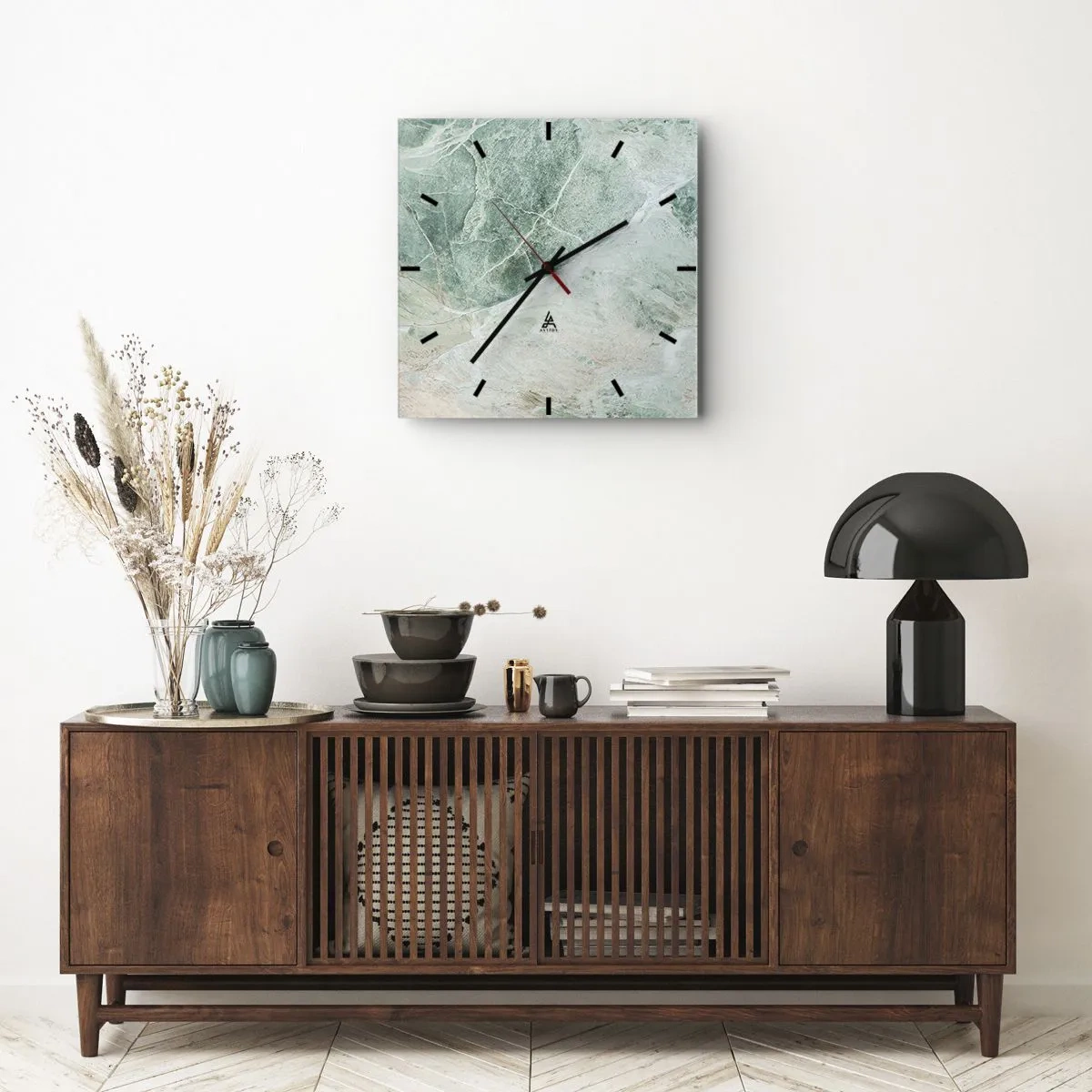 Wanduhr - Glasuhr - Edle Kälte des Steins - 30x30 cm